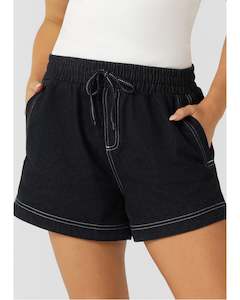 Clothing: Lorna Jane Off Duty Denim Pull on Shorts - French Navy