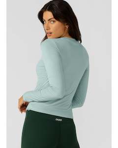 Lorna Jane Easy Adjust Long Sleeve Rib Top - Sea Mist