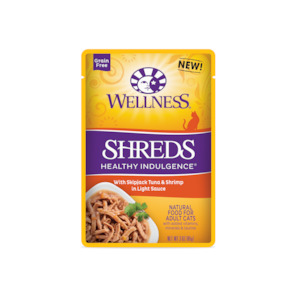 Wellness Healthy Indulgence Shreds with Tuna & Shrimp Cat Food 85g