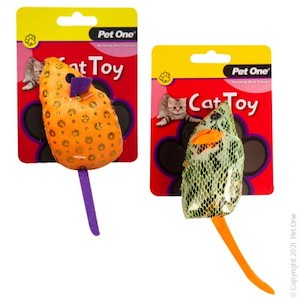 Pet One Plush Shiny Mouse Cat Toy Assorted