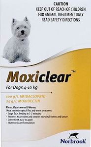 Moxiclear Flea & Worm Treatment Dog 4-10kg Single