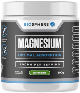 Health supplement: Biosphere Magnesium powder 300g Lemon Lime