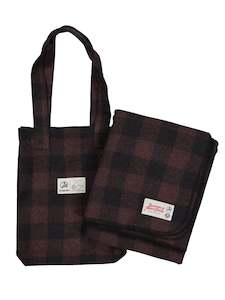 Camping equipment: Wool Camp Blanket - Plum Check - By Feldon Shelter & Swanndri