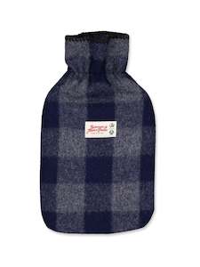 Hot Water Bottle Cover - Grey Blue Check - By Feldon Shelter & Swanndri