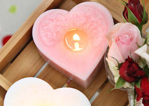 Living Light Granite Heart Peony Rose Candle