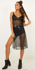 No Relief Mesh Dress in Black