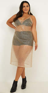 Clothing: No Relief Mesh Dress in Champagne