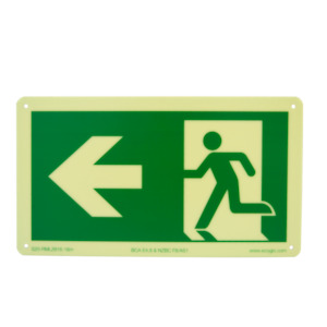 Signs & Accessories: Ecoglo Exit Sign - Pictogram & Left Arrow