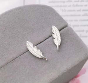 Sterling silver feather earrings