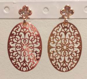 Gold Lace in Rose - Filigree Earrings