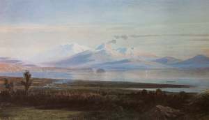 "Mt. Ruapehu from Lake Taupo", 1886 - John Gully