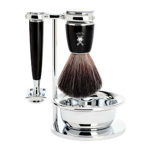 Mühle RYTMO 4 part Shaving set with Fibre Brush (Black)