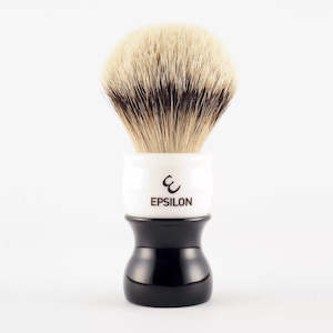 Epsilon Silvertip Badger Shaving Brush (26mm Knot / Black & White Handle)