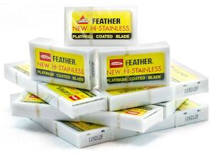 Bulk De Razor Blades: Feather Hi-Stainless Platinum  100x Blade Pack