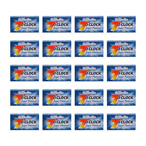 7 o'clock Super Platinum (Blue) DE Razor Blades - 20 packs of 5 blades (100)