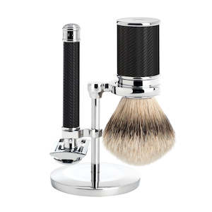 Mühle Traditional 3 part Shaving set (Black & Chrome with Silvertip Badger)