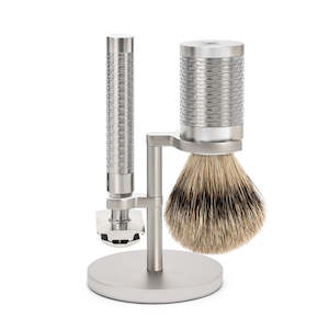 Mühle ROCCA Stainless Steel Shaving set (3-piece with Silvertip Badger)