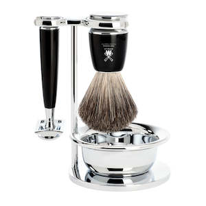 Mühle RYTMO 4 part Shaving set with Badger Brush (Black)