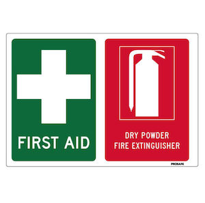 First Aid / Fire Extinguisher (Dry Powder) Sticker - Fire-Med Solutions