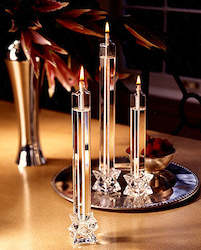 Internet only: Star Taper 12" (Pair) Handcrafted Glass Candles - (Candle holders/stands not included)