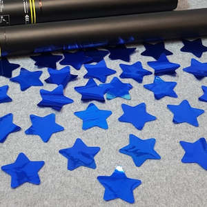 Performing arts: Gender Reveal - Confetti Cannon - Blue Metallic Stars 80cm