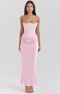 Full Length: Persephone Strapless Corset Maxi (Pink)