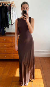 Dress Rental Midi Dress: Firebird Cowl Gown (Espresso)