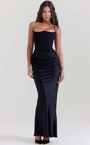 House Of Cb: Persephone Strapless Corset Maxi (Black)