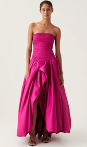 Violette Bubble Hem Maxi Dress (Magenta)