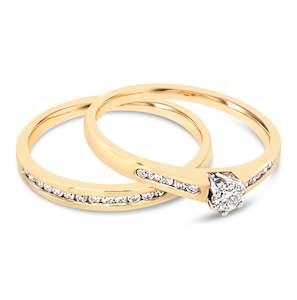 9ct Yellow Gold Diamond Duo Set Rings