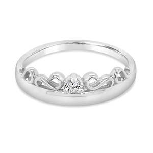 Jewellery: 9ct White Gold Coronet Filigree Diamond Ring