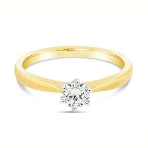 Jewellery: Solitaire Diamond Ring 0.28ct J/I1 9ct Yellow Gold