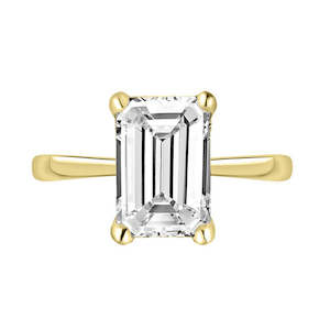 18ct Yellow Gold Solitaire Emerald Cut Lab Grown Diamond Ring 1.00Ct