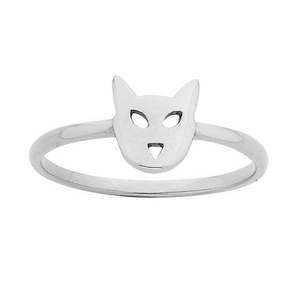 Jewellery: Karen Walker Sterling Silver Cat Ring - Size J