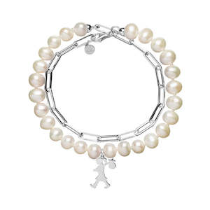 Jewellery: Sterling Silver Girl With The Pearls And Chain Bracelet