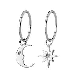 Jewellery: Karen Walker Cresent Moon & Star Sleepers Stg