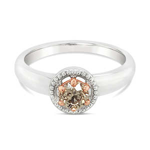 Jewellery: Platinum/18ct Rose Gold Cognac Diamond Emily Ring