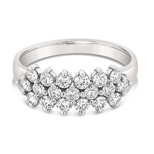 18ct White Gold Triple Row Diamond Elisabetta Ring