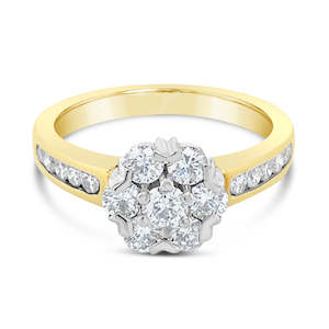 18Ct Yellow Gold Diamond Cluster Ring 1.00Ct Tdw