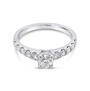 Diamond Solitaire Ring Shoulder Accents 0.84ct