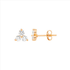 Ellani Rose Gold Plated Claw Set Stud Earrings