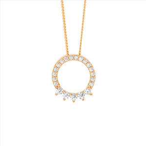 Jewellery: Ellani Rose Gold Plated Open Circle Pendant With 5x Cz Feature