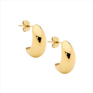 Stainless Steel Gold Plated Teardrop Earrings