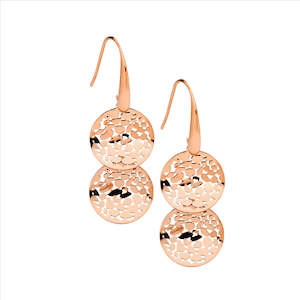 Stainless Steel Rose Gold Plated Wave Disk Earrings