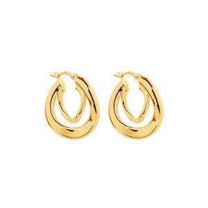 Yellow Gold Plated Sterling Silver 22X5mm Double Hoop Earrings