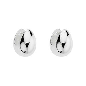 Sterling Silver Tapered Silver Teardrop Shaped Huggie Earrings