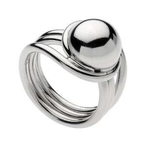 Sterling Silver Multi-Wire Ring With Dome Centre - Size Large