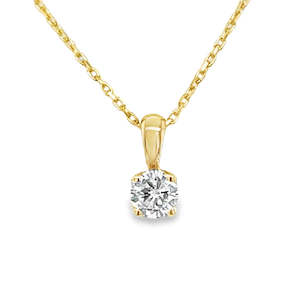 9ct Yellow Gold Solitaire Round Brilliant Cut Lab Grown Diamond Pendant 0.36ct