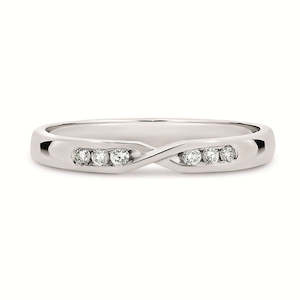 9ct White Gold Diamond Channel Twist Ring