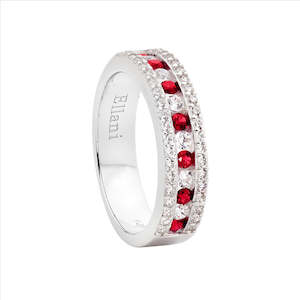 Sterling Silver Red Cz Ring